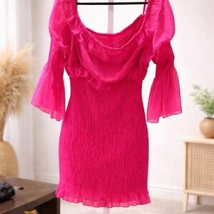 NWOT Plus Size Pink Smocked Mini
Dress [1X]